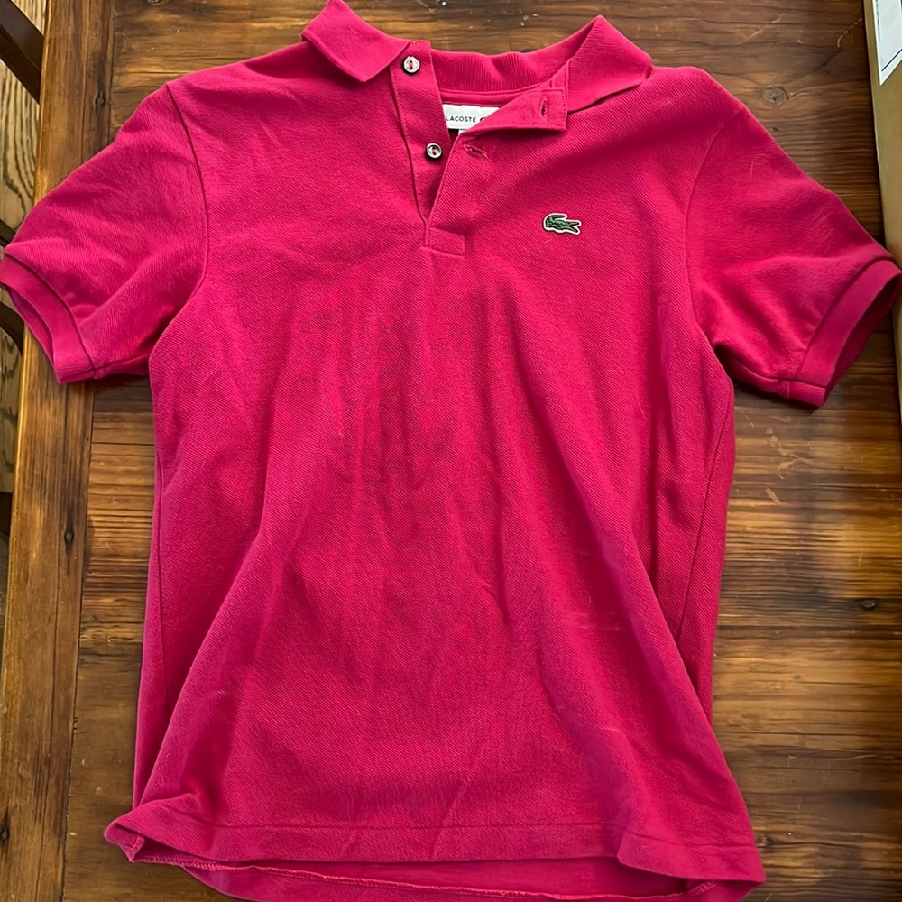 Lacoste polo style shirt in hot pink size 12
